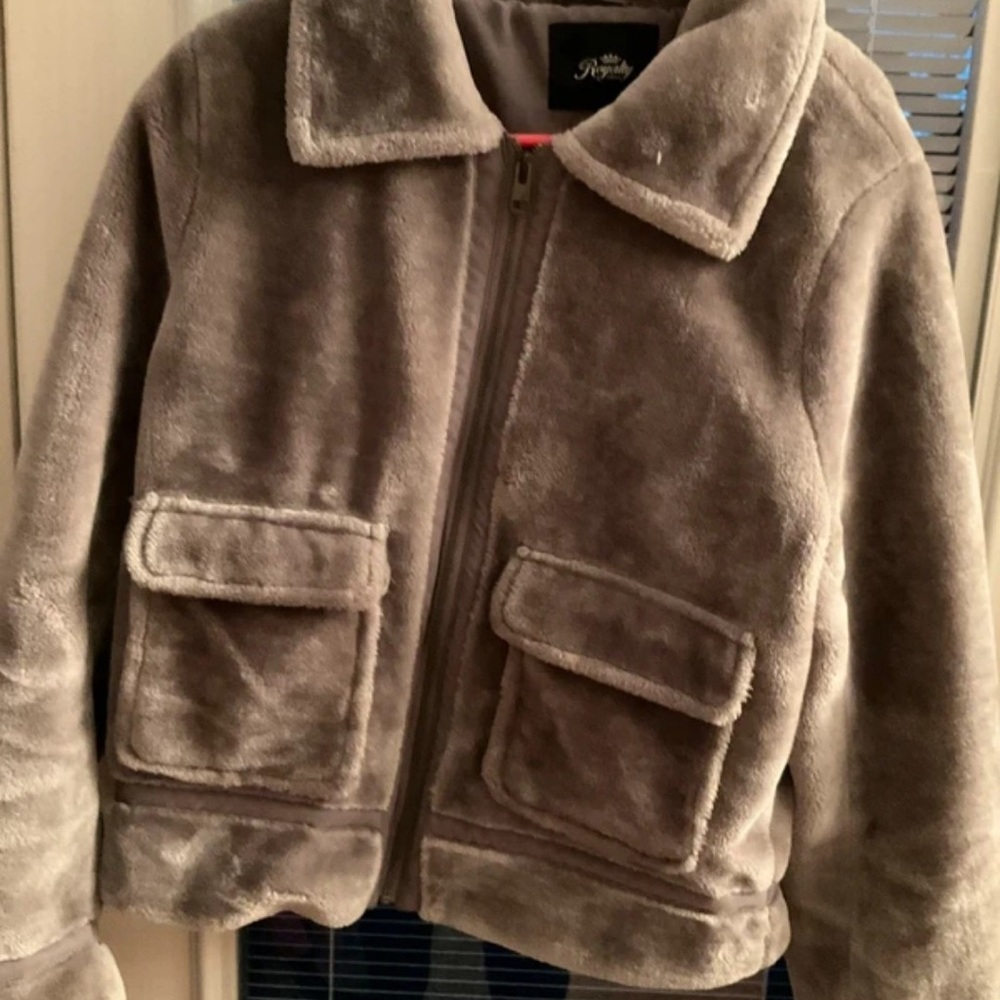 Royalty For Me Gray Plush Puffer Jacket